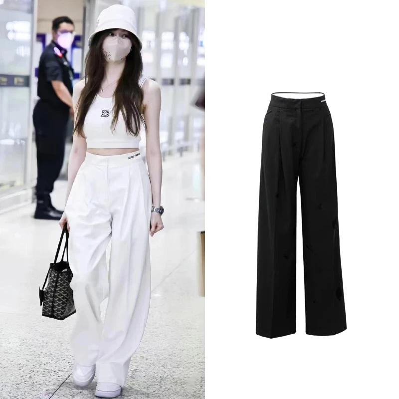 8058 王心凌同款白色裤子垂感高级感夏季薄款女25春新款爆款阔腿