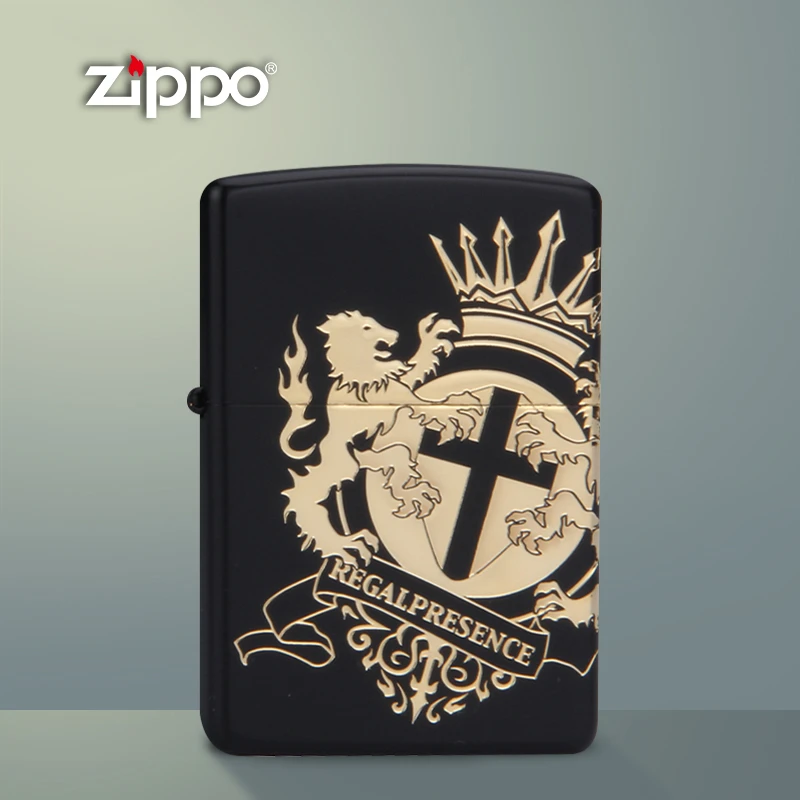 ZIPPO打火机 日版原装正品王者风范 金属涂层两面狮王zbt-3-12a