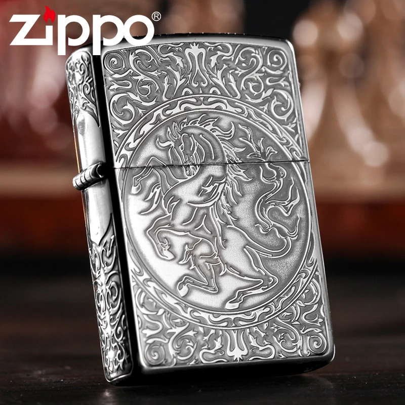 ZIPPO正品防风打火机 五面蚀刻金戈铁马 马到成功 男士纯铜精雕