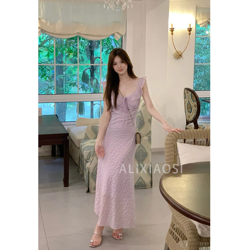 【OYANXI！清清！】芋泥冰粹显瘦夏季气质修身连衣裙AQ-241300