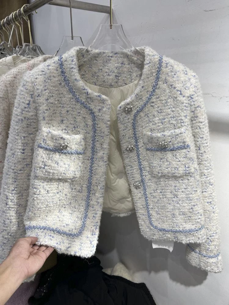 法式名媛小香风羽绒服女冬季新款轻奢高端保暖白鸭绒小个子短外套