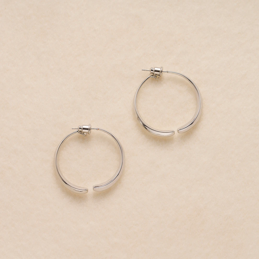 铜合金无非金属耳饰 简约两戴个性设计感双弧形耳环