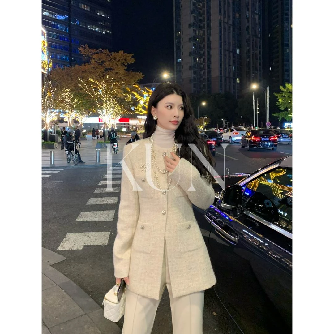 KUN【太妃冷茶】名媛千金法式温柔羊毛针织外套