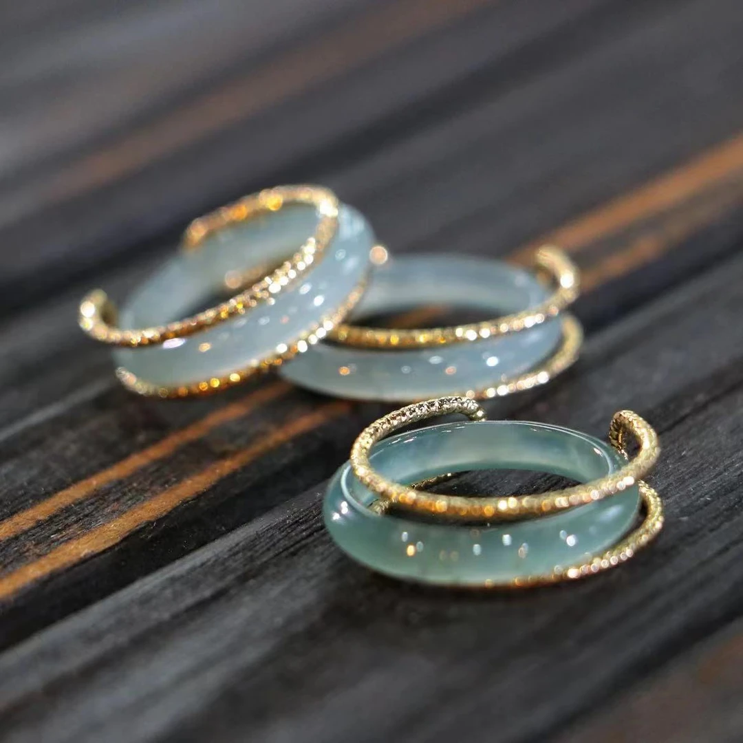 新款高定天然A货冰种翡翠戒指环 时尚百搭情侣闺蜜戒圈1019001