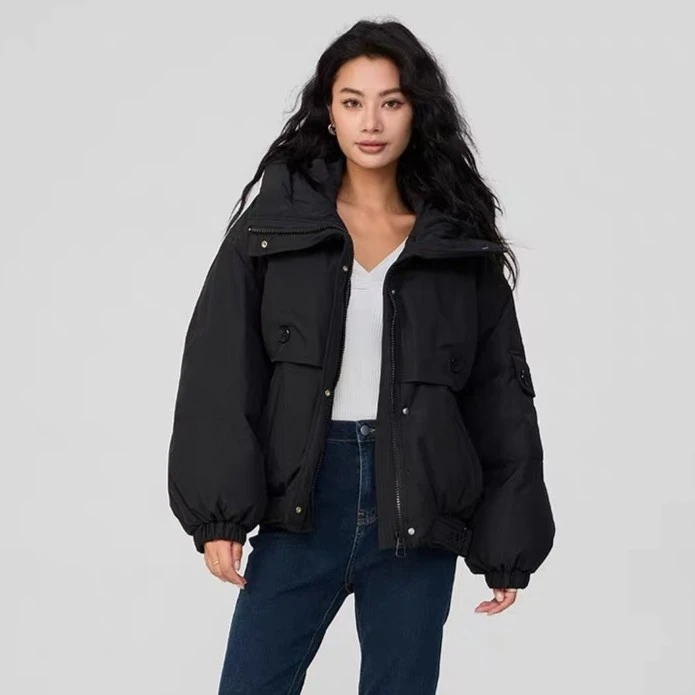 复古时髦冬季短款百搭连帽羽绒服807