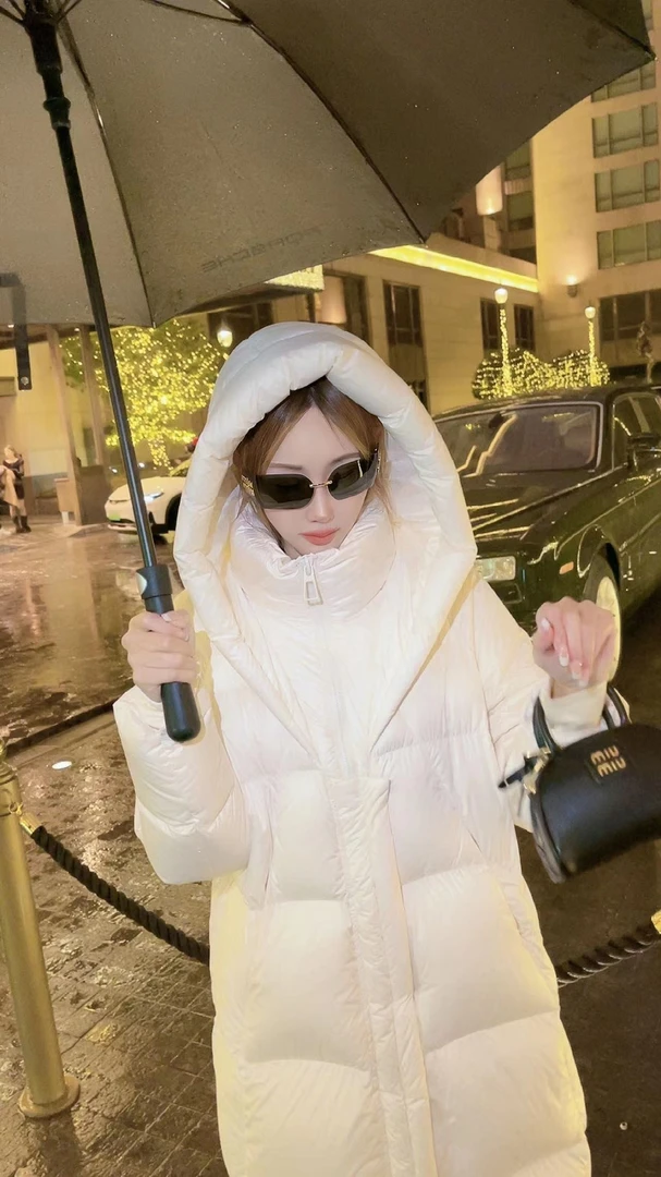 【YiYi 】高级感御寒气质过膝连帽鹅绒服6029