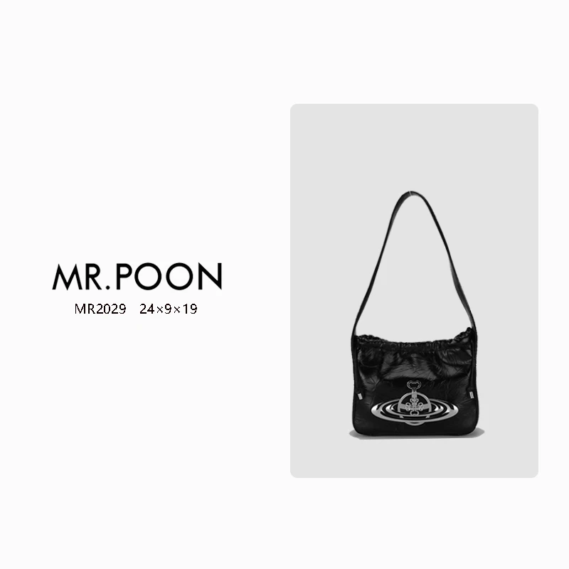 Mr.Poon限量2023土星联名新款手提水桶包MR2029黑色（配礼盒）