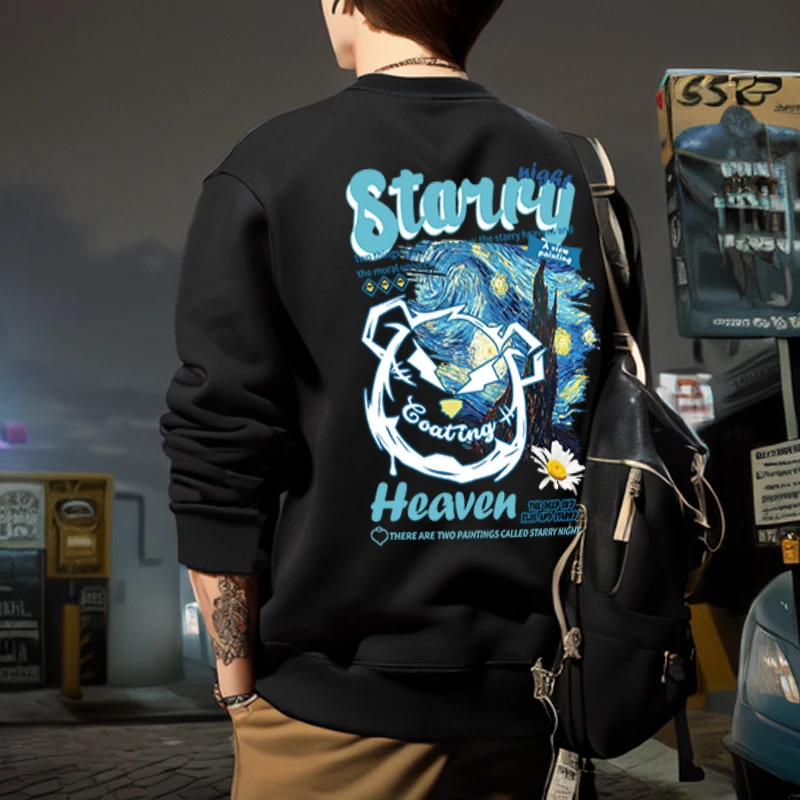 30卫衣秋季男国潮vibe风宽松大码男士无帽外套新款潮牌百搭上衣