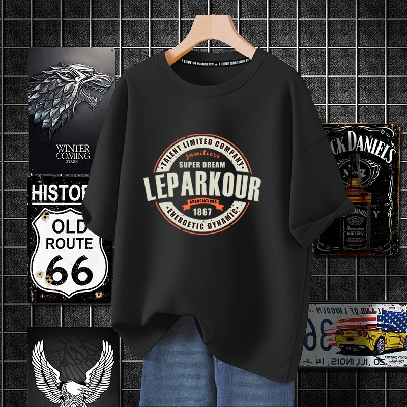 纯棉欧货短袖t恤男士宽松大码潮牌夏季2025新款男装圆领体恤款