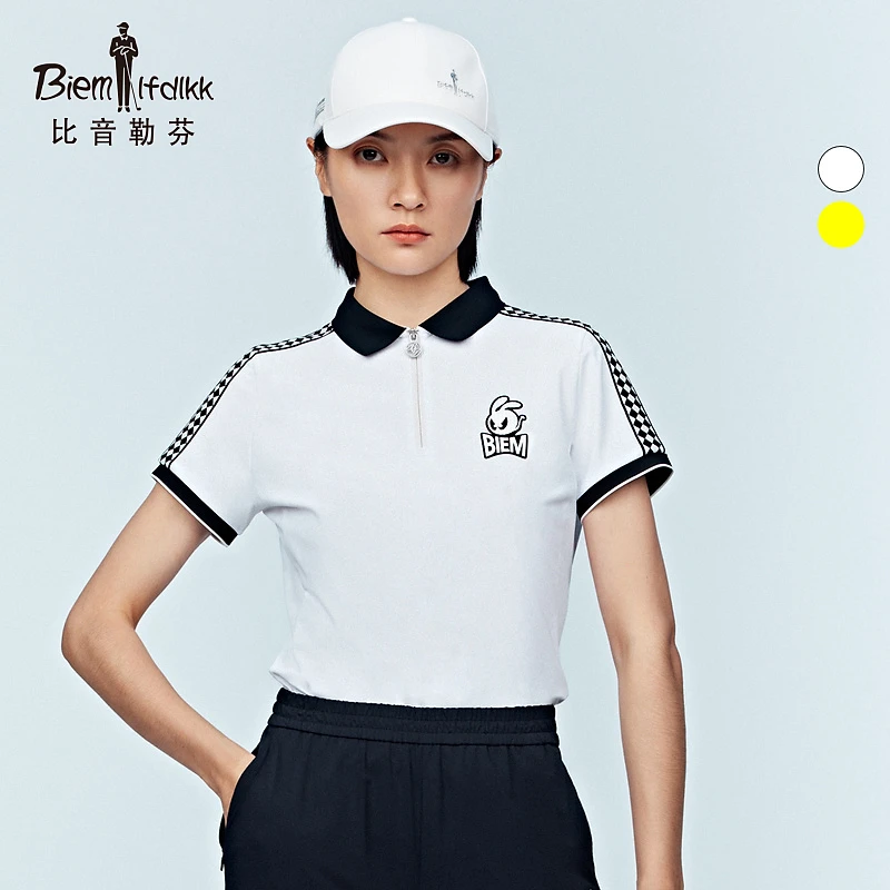 【功能细珠地】比音勒芬高尔夫休闲短袖polo衫女夏棋盘格运动上衣