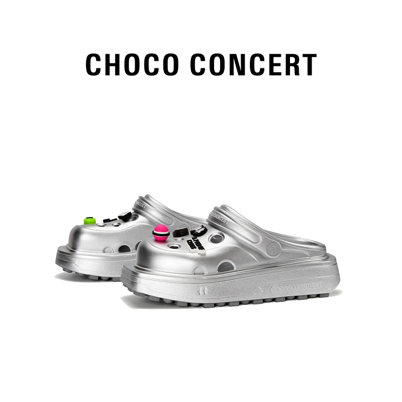 CHOCO CONCERT设计鞋履丨圆方不对称洞洞鞋女夏季厚底增高洞洞鞋