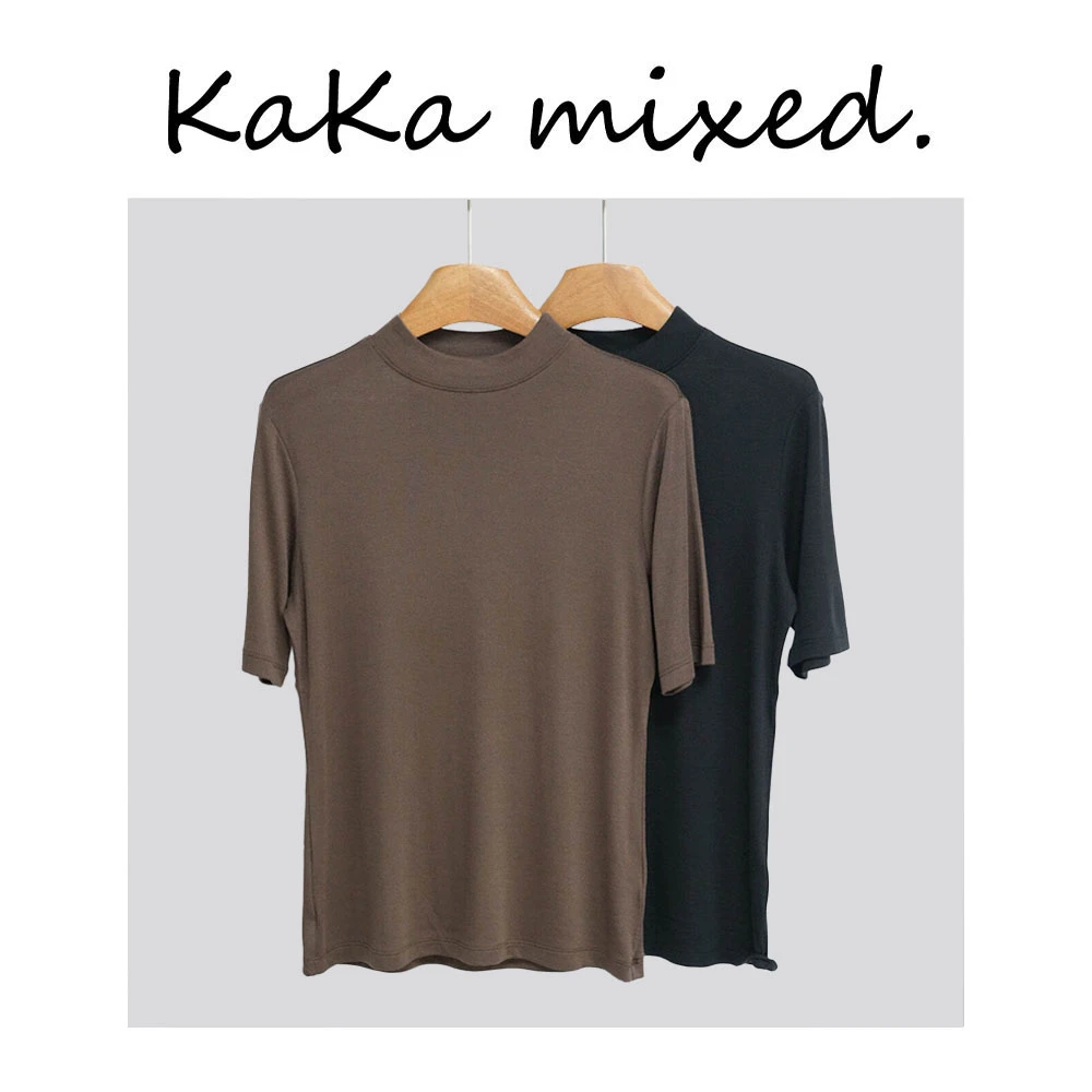 半高领短袖T恤丝滑打底衫