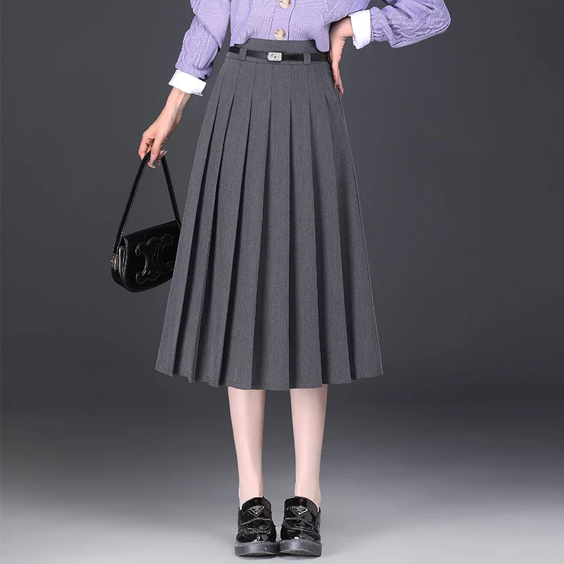 高腰百褶半身裙女2024春秋新款小个子显瘦显高百搭垂感A字百褶裙