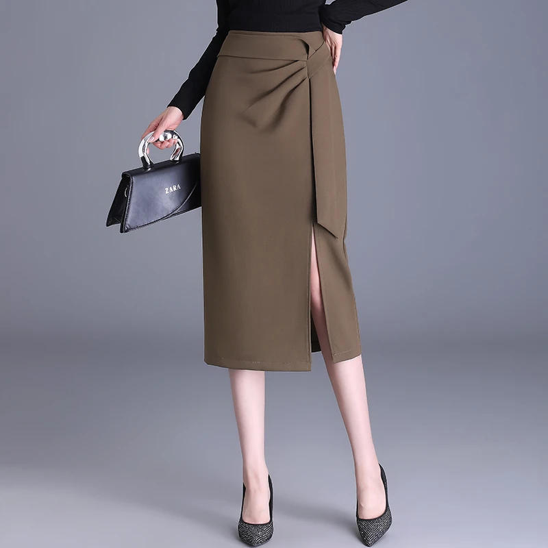 高级设计感开叉包臀裙女春秋新款显瘦修身韩版中长款半身裙子