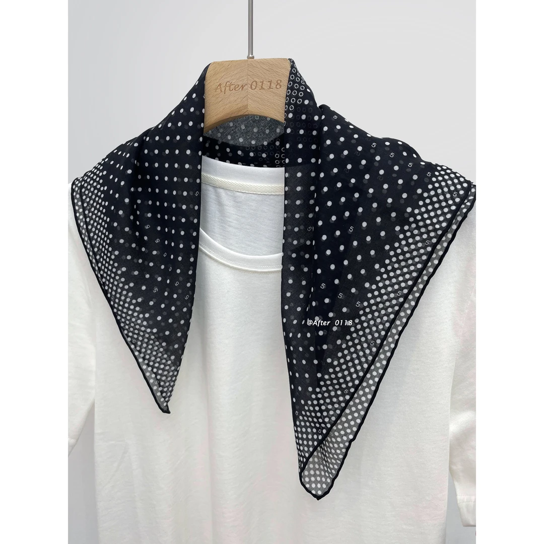 After【5号波点】夏日优雅百搭时髦波点丝绵真丝桑蚕丝丝巾小方巾