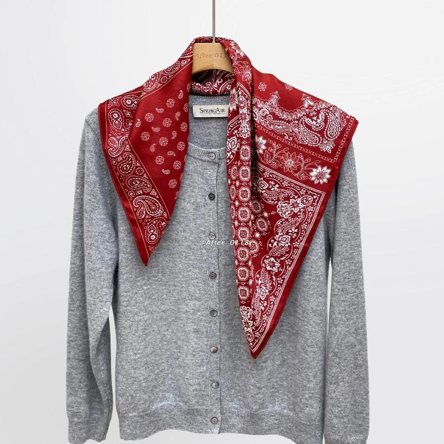 After【bandana腰果花】复古百搭 桑蚕丝真丝斜纹绸 丝巾围巾方巾