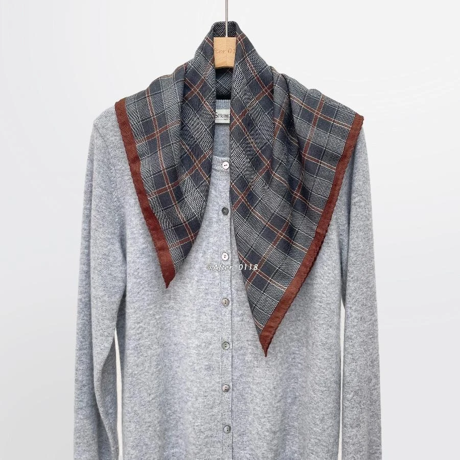 After【绅士品格】 复古英伦 真丝桑蚕丝羊毛丝巾围巾中方巾
