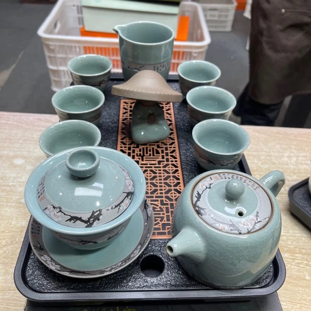 （无礼盒）带茶盘哥窑冰裂釉套装手工茶壶盖碗茶杯家用客厅陶瓷创意