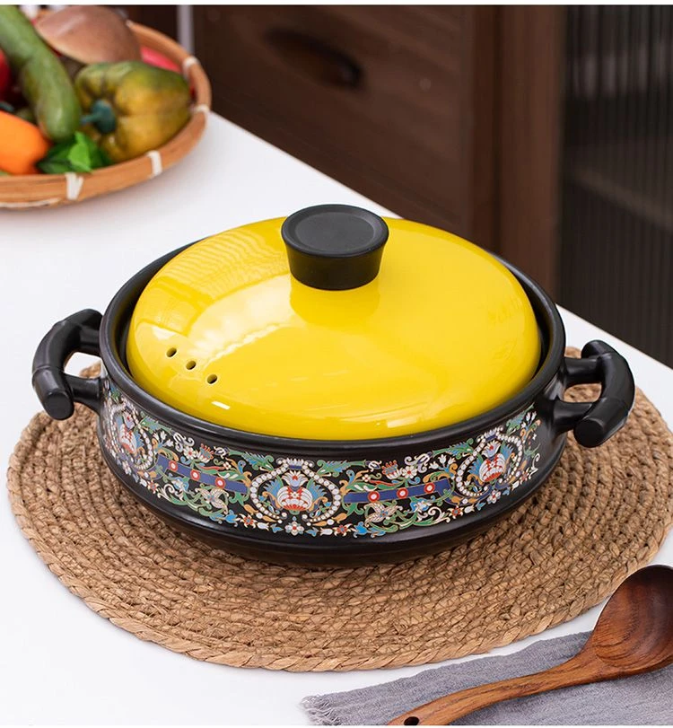 【精品】3.8L珐琅彩干烧煲砂锅煲汤煮粥煮面辅食干烧不裂燃气灶砂锅