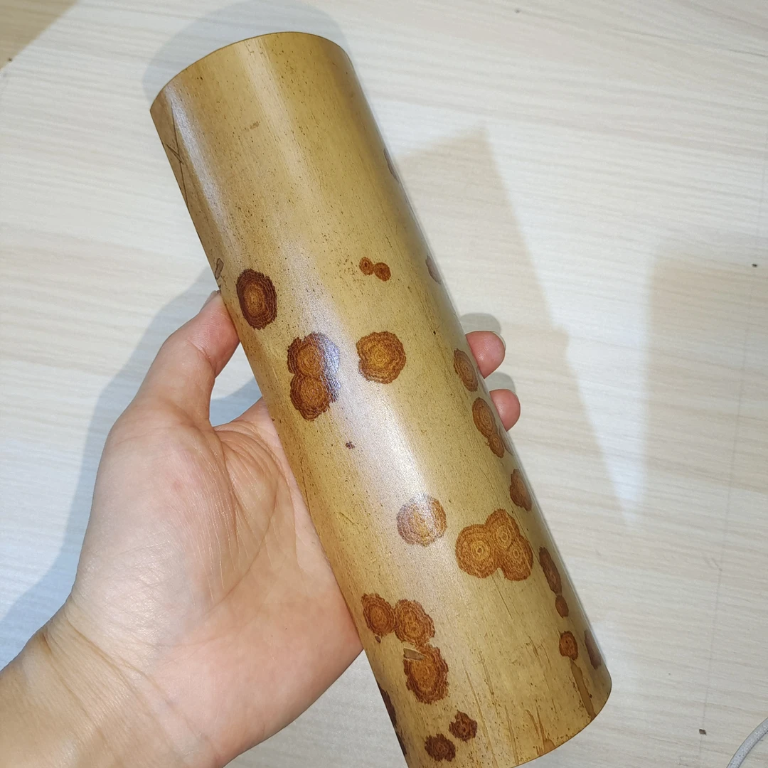 香妃竹茶则臂搁摆件 腊底大花纯手工雕刻打磨孤品