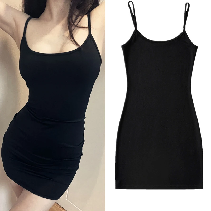 美式辣妹2023夏新款辣妹性感弹力修身吊带裙女紧身包臀短裙连衣裙