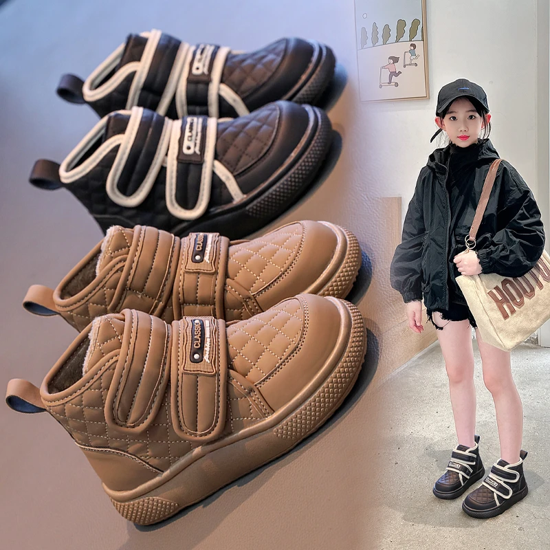 冬季儿童高帮运动鞋男童加绒二棉鞋中大童女童保暖女孩3-6-12岁