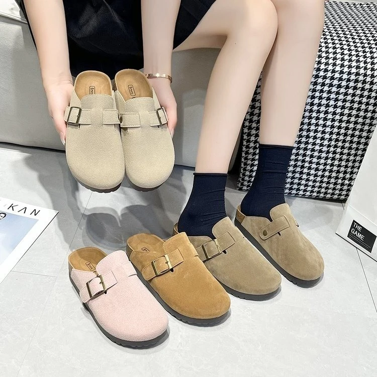 厚底勃肯鞋包头半拖鞋女夏外穿2024新款秋季一脚蹬懒人美拉德半托