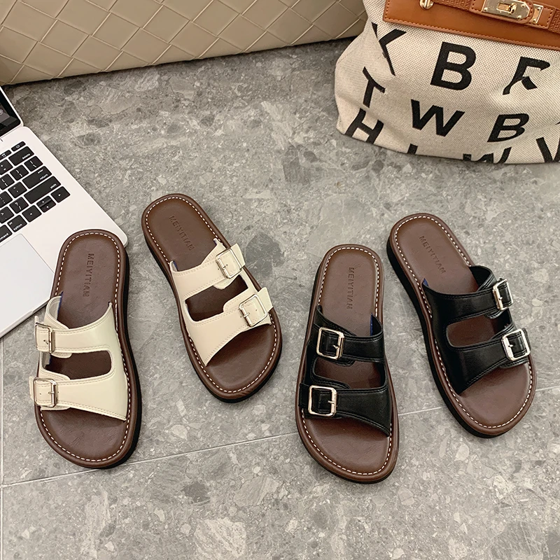 罗马复古显瘦网红凉拖鞋时尚百搭夏季外穿凉拖鞋平底软底厚底ins