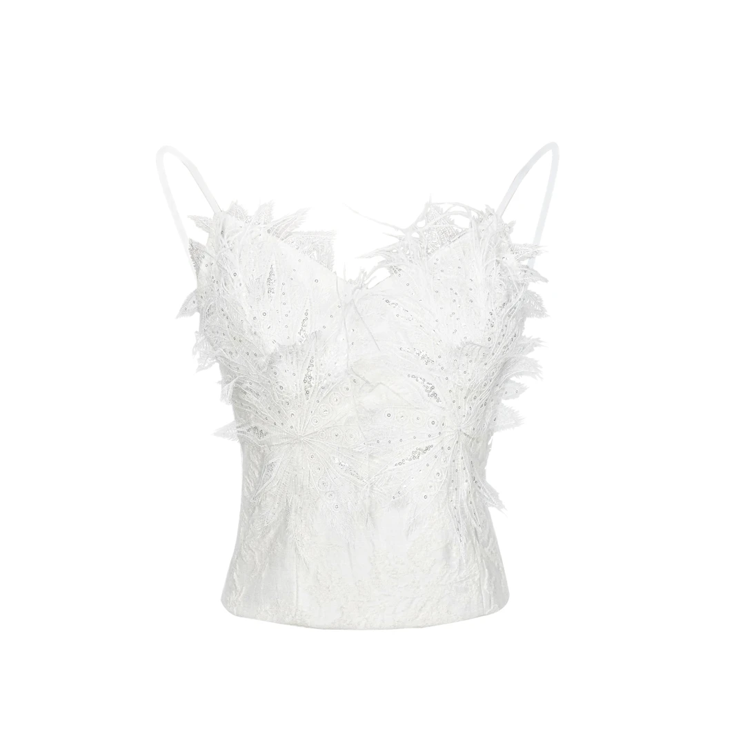 【宝姐专属】YINGCHOI 云端漫步 四色绣花亮片吊带 21457