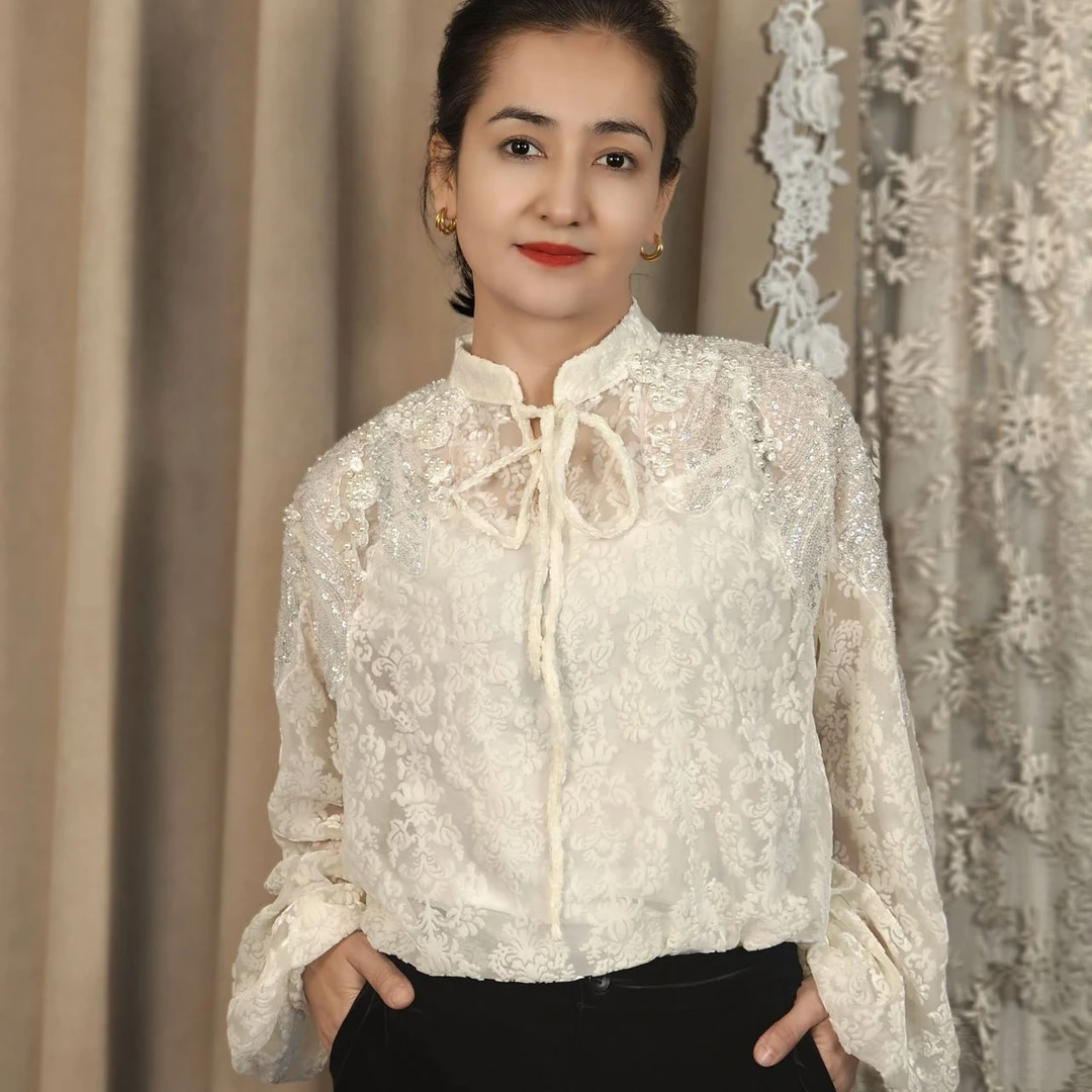 2025年气质百搭时尚重工长袖衬衣提花丝绒宽松