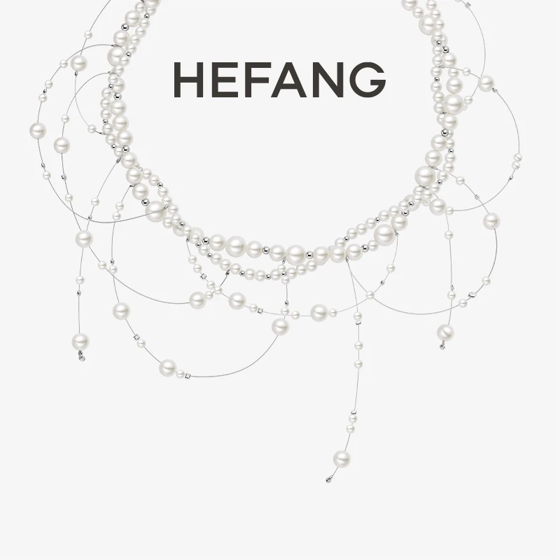 HEFANG 链子925银仿珍珠 梦幻星云项链手工时尚百搭