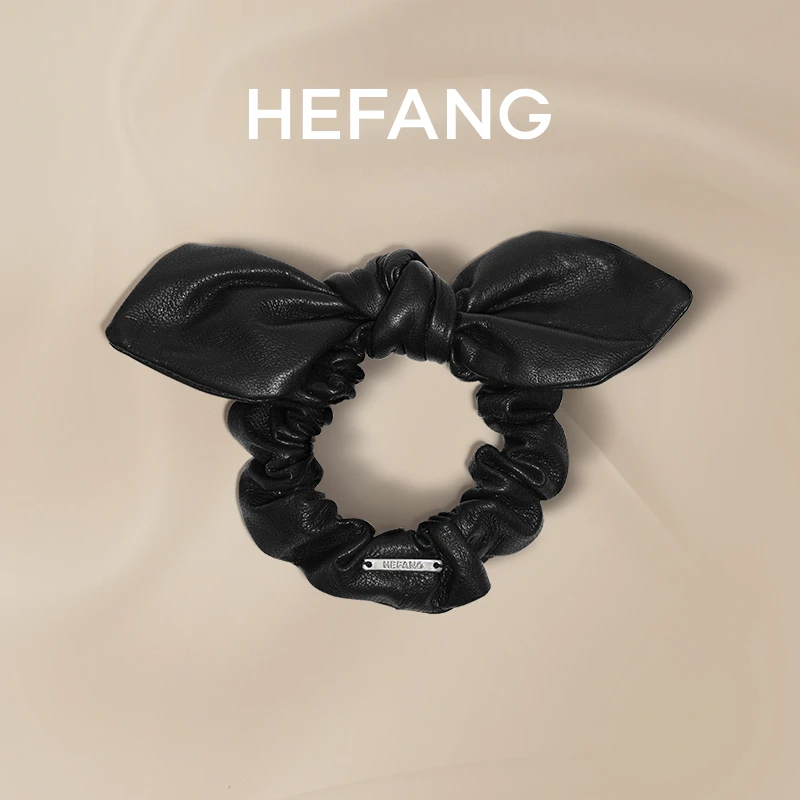 HEFANG小羊皮蝴蝶结发圈