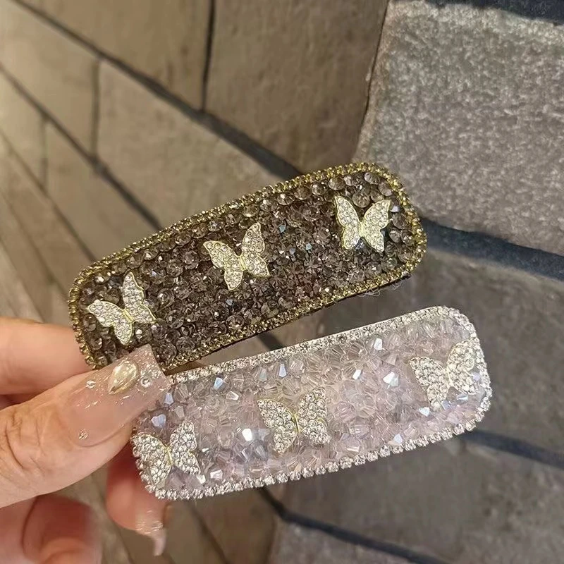 韩国发夹女蝴蝶结头饰水钻高级感侧边夹后脑勺发饰一字夹BB夹发卡