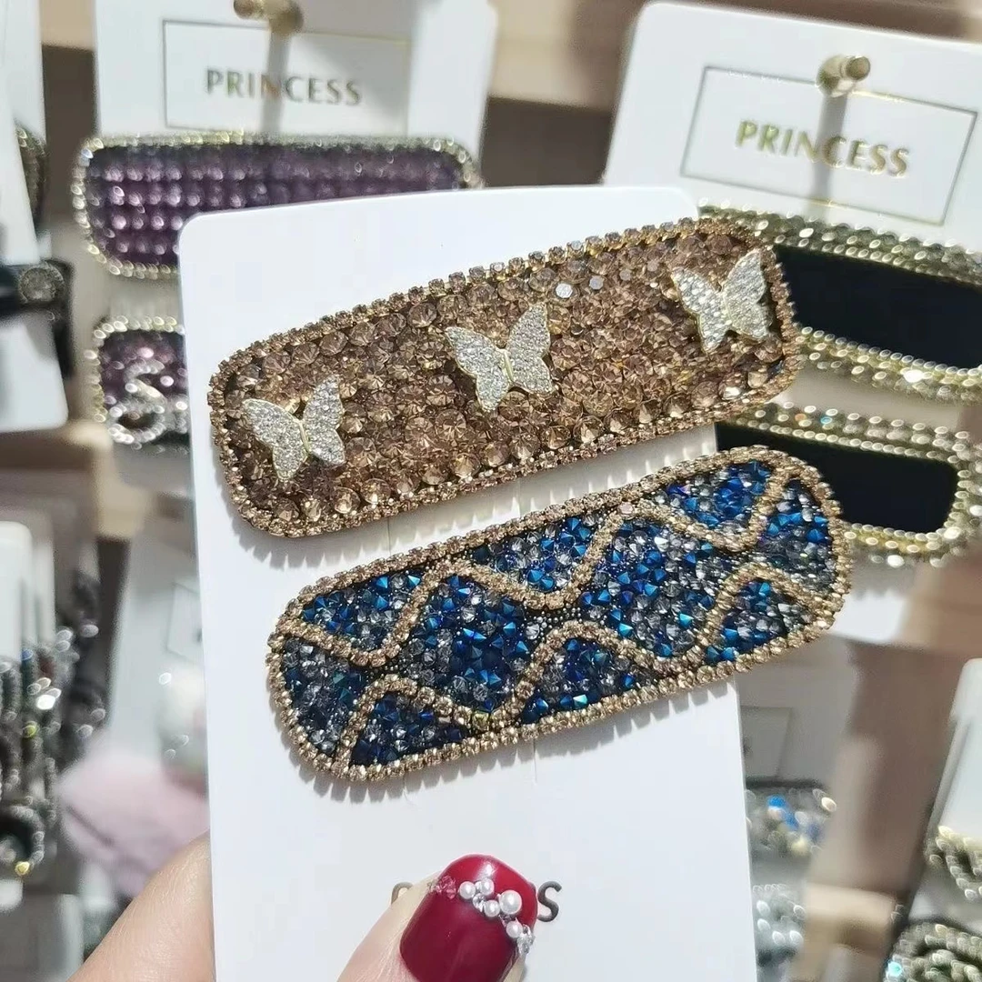 新款钻石发夹网红爆款bb夹韩版轻奢蝴蝶水钻爆闪发卡刘海夹