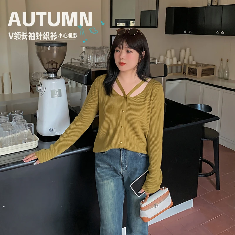 【霏霏专属】设计感V领长袖针织衫-F102