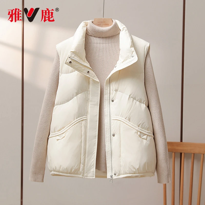 V/雅鹿羽绒马甲女短款秋冬韩版新款时尚休闲立领羽绒服马夹外套潮