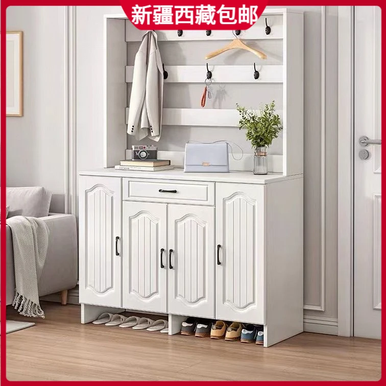 新疆包邮鞋柜衣帽架一体架家用门口大容量置物架客厅玄关柜入户靠