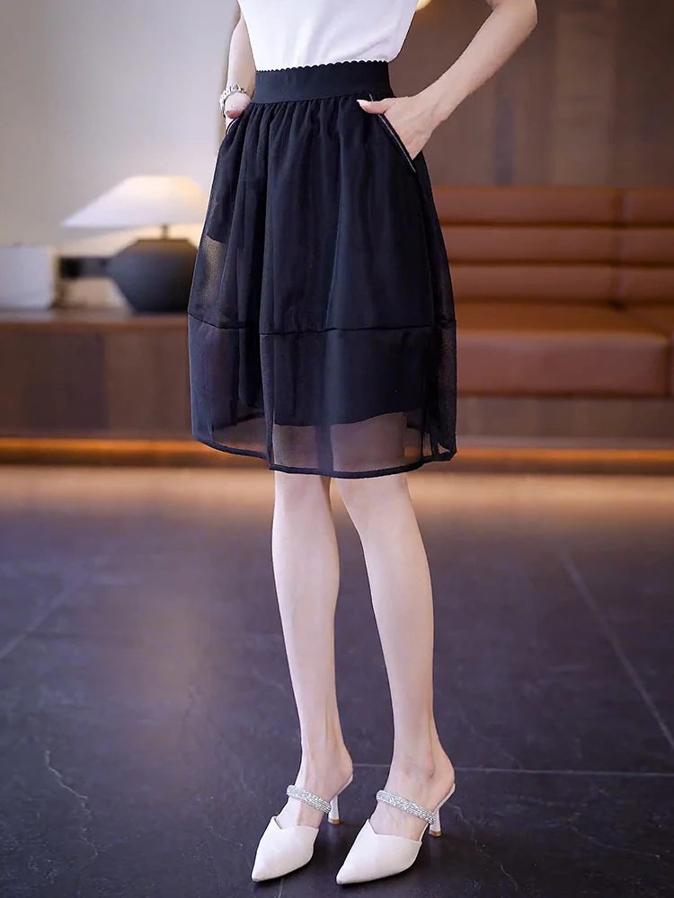 灯笼裙半身裙女春季薄款2024新款高腰蓬蓬花苞裙显瘦a字裙短裙子