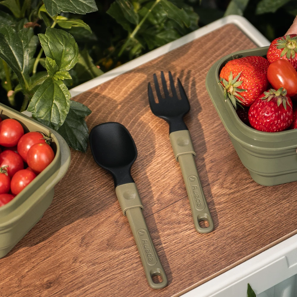 【折叠叉勺2件套】户外轻量化尼龙可折叠叉勺便携餐具Awada