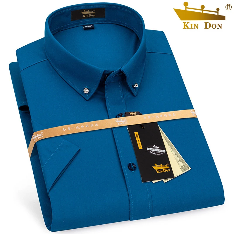 金盾竹纤维男士短袖衬衫轻奢男装高端休闲纯色商务正装免烫衬衣