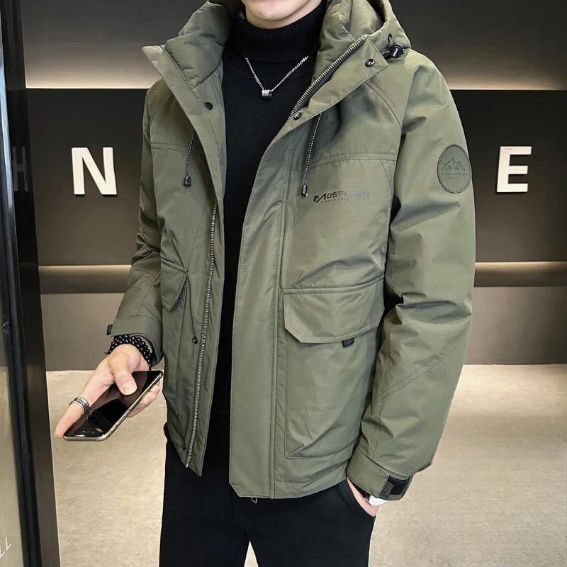 波司澄高品质男士冬季户外连帽冲锋衣白鸭绒时尚帅气休闲保暖防风
