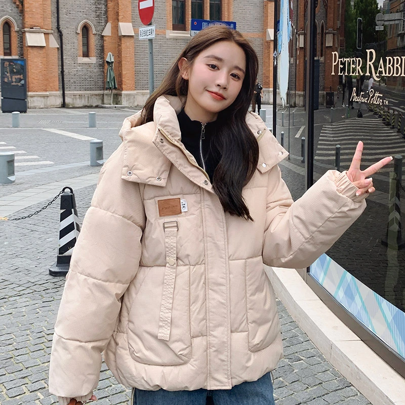 冬季女士宽松时尚显瘦连帽棉衣韩版女休闲正品棉袄加厚面包服外套