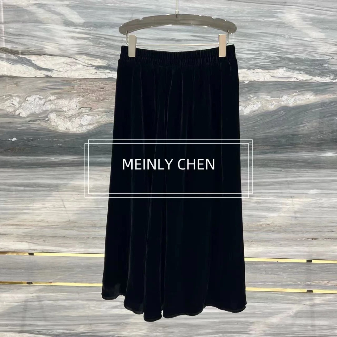 【MEINLY  CHEN】高端设计师款气质黑色时尚百搭显瘦半身裙823755
