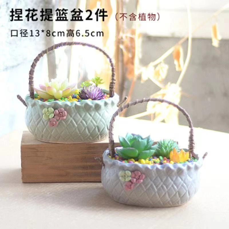 大号亏本捏花手工创意粗陶植物简约特价清仓老桩花盆透气简约复古