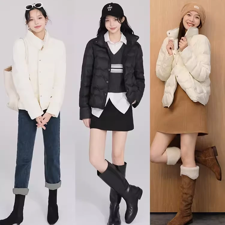 美洋MEIYANG 速暖鹅绒服 定制高阶尼龙*简约绗缝轻暖短款羽绒外套