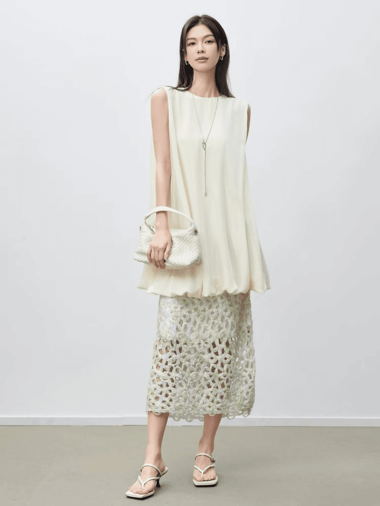 【福袋】美洋MEIYANG伊甸花影半身裙 朦胧诗意气质镂空绣片直筒裙