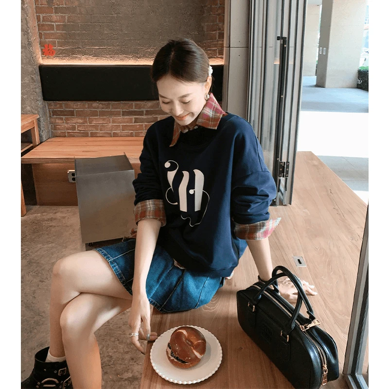 美洋MEIYANG 音符卫衣 青春活力~字母印花简约休闲圆领长袖上衣