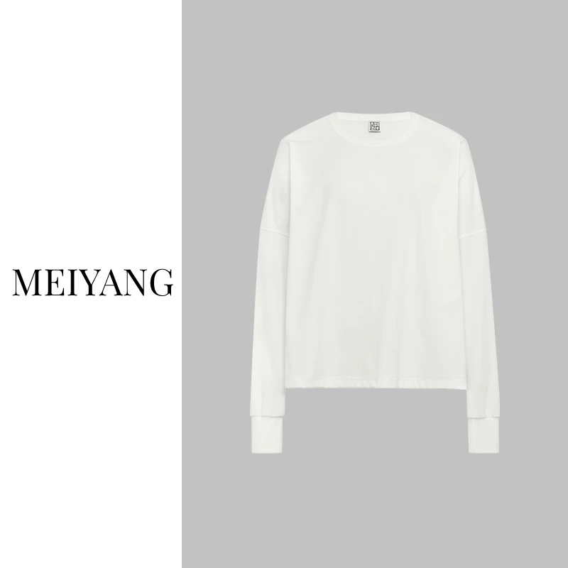 美洋MEIYANG白云长袖T恤爽棉螺纹基础百搭长袖磨毛万能白色内搭
