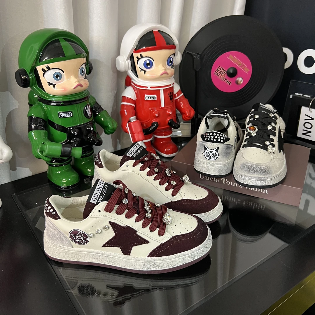 【曼曼】韩系“月神露娜”网红重工复古做旧时尚百搭防滑休闲板鞋