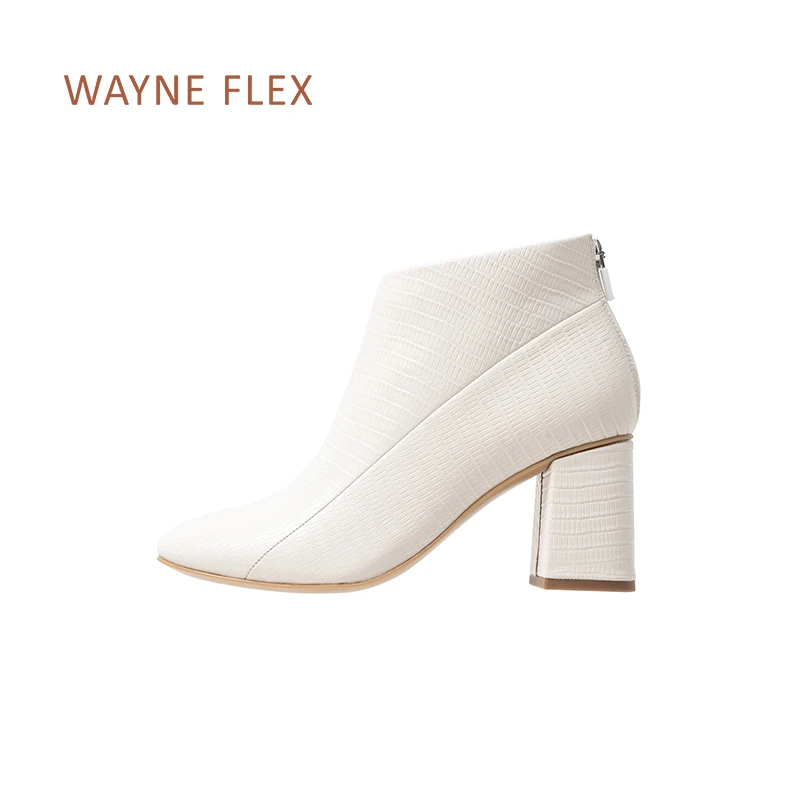 美国Wayne Flex韦恩英伦风靴真皮拼色圆头粗高跟切尔西短靴6140